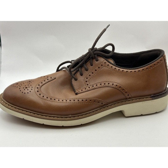 Cole Haan Men Go-To Wingtip Oxford Shoes Size 8M British Tan Leather